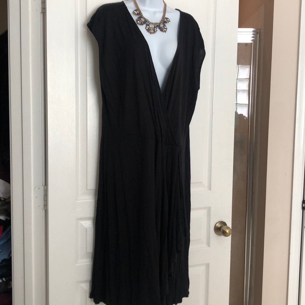 Plus size all navy knit Wrap dress.